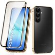 Case for Samsung Galaxy A17 5G, Magnetic Dual Glass, transparent with gold sides