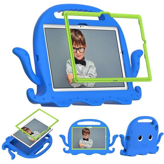 Children's case for Samsung Galaxy Tab A8 10.5, with handle, octopus, blue
