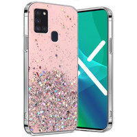 Case for Samsung Galaxy A21S, Glittery, pink