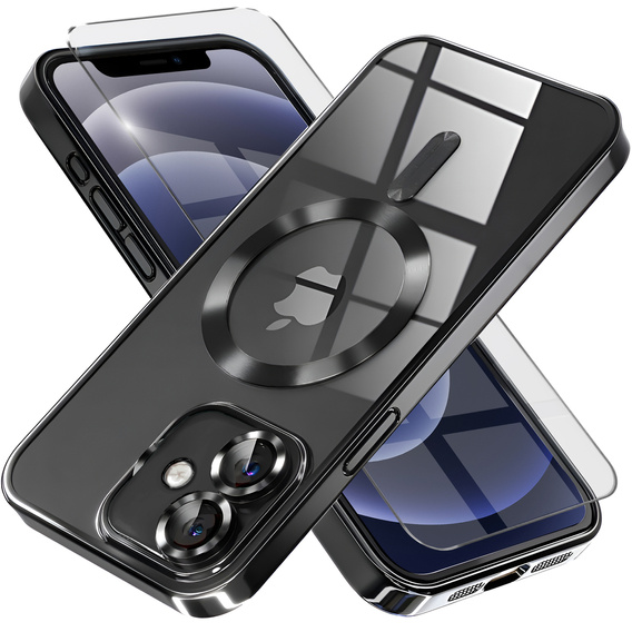 Case for iPhone 12, Electro MagSafe, black + Screen Glass