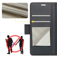 Case for Oppo Reno 12, ERBORD Glossy Litchi, wallet with flap, black