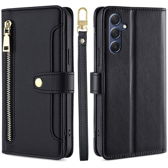 Flip case for Samsung Galaxy A16, Wallet Zipper Pocket, black