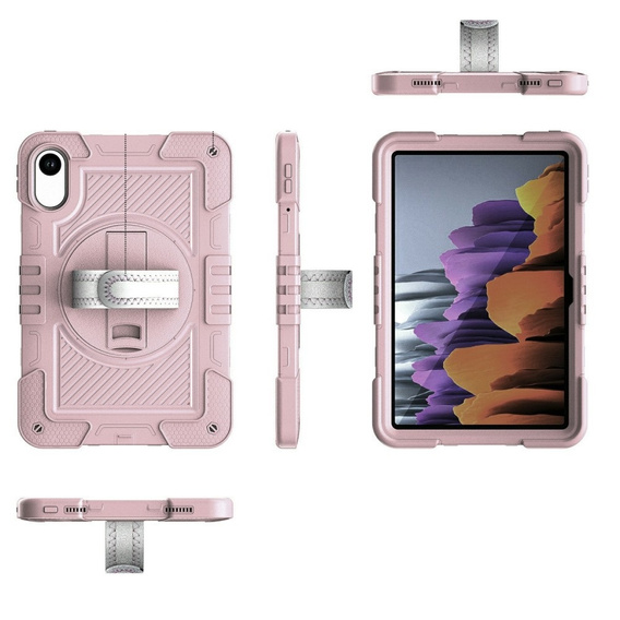 Armoured case for Xiaomi Redmi Pad 2, with stand and shoulder strap – pink