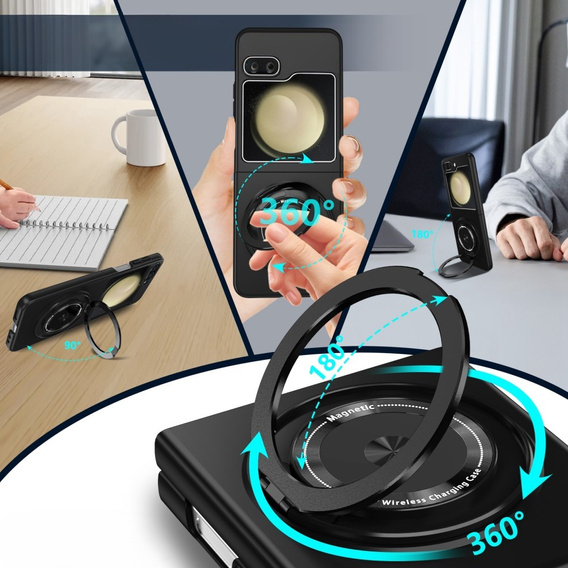 GKK case for Galaxy Z Flip 5 5G, Corners Dropproof MagSafe, clear / purple