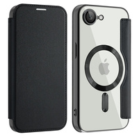 Flip case for iPhone 16E, RFID Wallet MagSafe CamShield, black