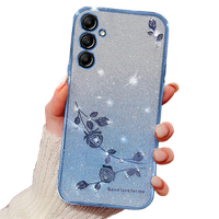 Case for Samsung Galaxy A55 5G, Glitter Flower, pink rose gold