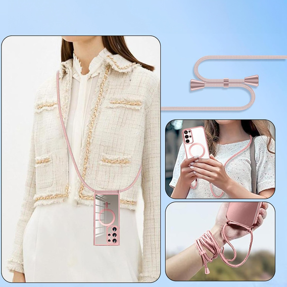 Case for Samsung Galaxy S25 Ultra, Electro MagSafe, pink + Lanyard