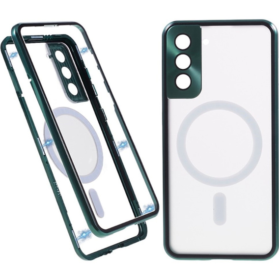 Magnetic Dual Glass MagSafe case for Samsung Galaxy S22 Plus, green