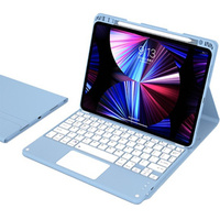 Case + keyboard iPad 10.2 2021 / 2020 / 2019 / Air 10.5 2019, Leather Pen Slot TouchPad, light blue