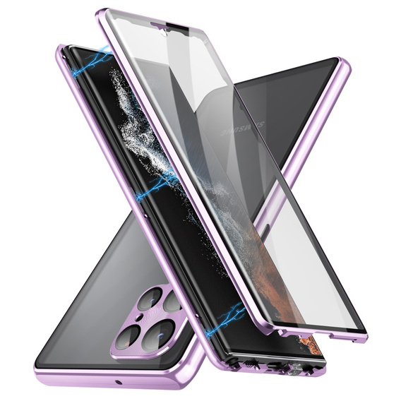 Case for Samsung Galaxy S24 Ultra, Magnetic Dual Glass, purple