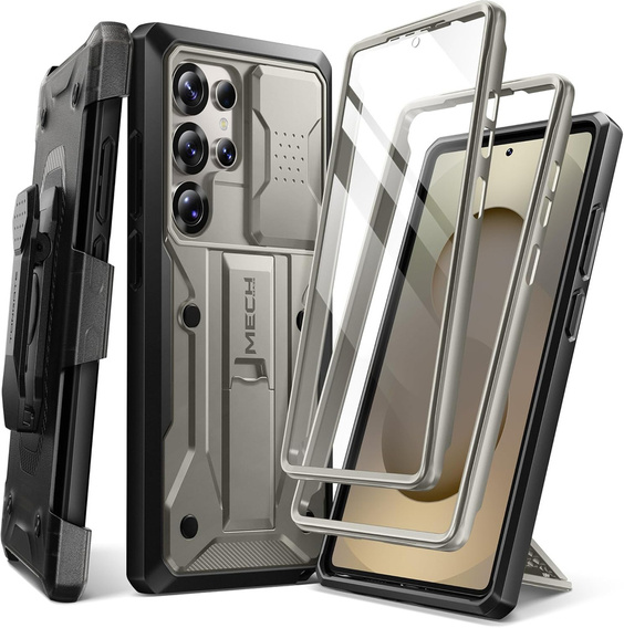 Rugged Case for Samsung Galaxy S25 Ultra – Tongate MECH Series Belt Clip, TiGray