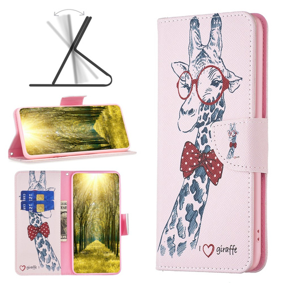 Flip case for Oppo A38 4G / Oppo A18 4G, Wallet, Giraffe pink