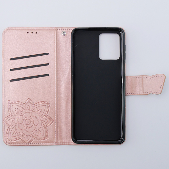 Flip case for Motorola Moto G54 5G, Butterfly, pink rose gold