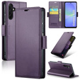 Case for Samsung Galaxy A36, ERBORD Glossy Litchi, wallet with flap, purple