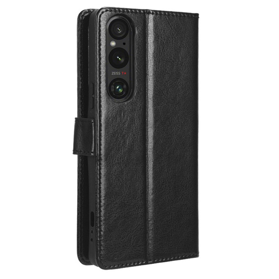 Flip case for Sony Xperia 1 V, Crazy Horse Wallet, black
