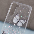 Case for Samsung Galaxy S24, Glitter Butterfly, white