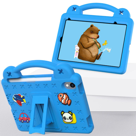 Children's case for iPad mini 8.3" 2021 (6 gen.) / iPad mini 8.3" 2024 (7 gen.), Cute Patterns, with stand, blue