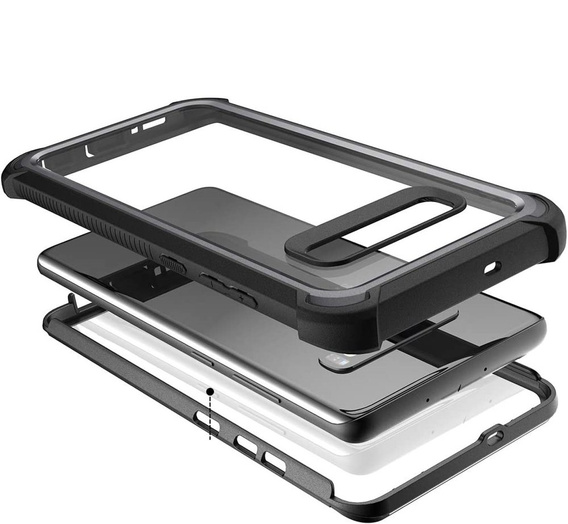 Case for Samsung Galaxy S10 Plus, Dexnor Full Body Rugged, transparent / black