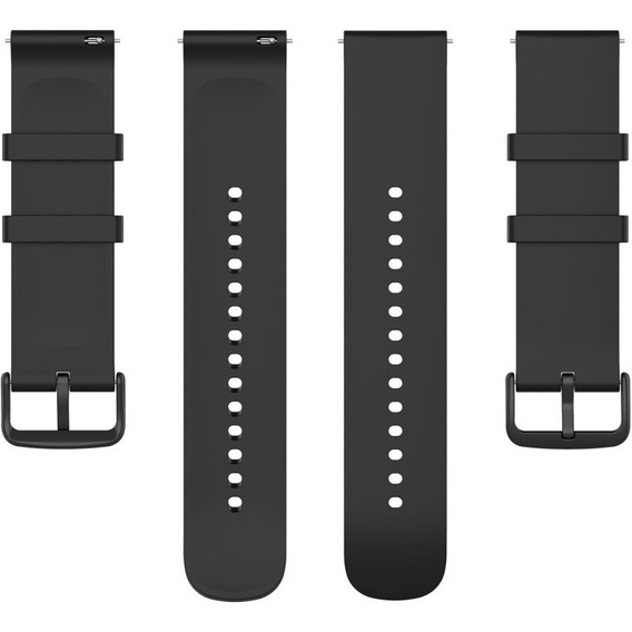 Silicone strap 20mm, Black/Black Buckle