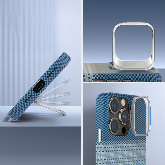 Case for iPhone 16 Pro, Frame Kickstand, for MagSafe, Moon Blue