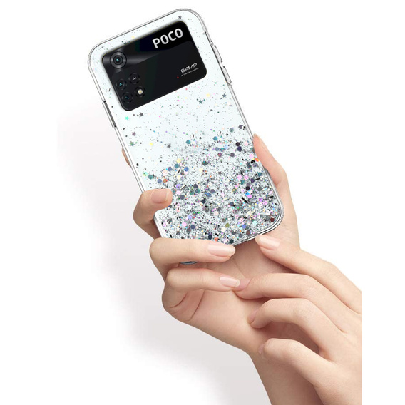 Case for Xiaomi Poco M4 Pro 4G, Glittery, silver