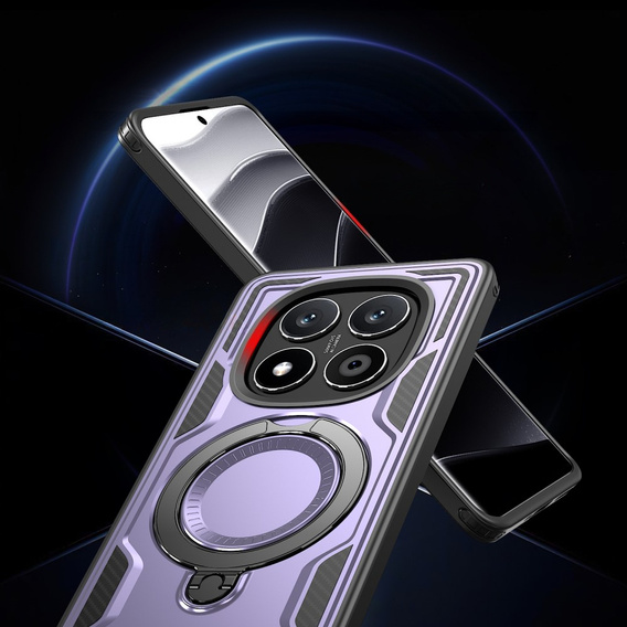 Case for Xiaomi Redmi Note 14 Pro 5G /  Poco X7 5G, Military MagSafe, purple + 9H glass