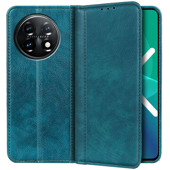 Flip case for OnePlus 11 5G, Split Leather, green