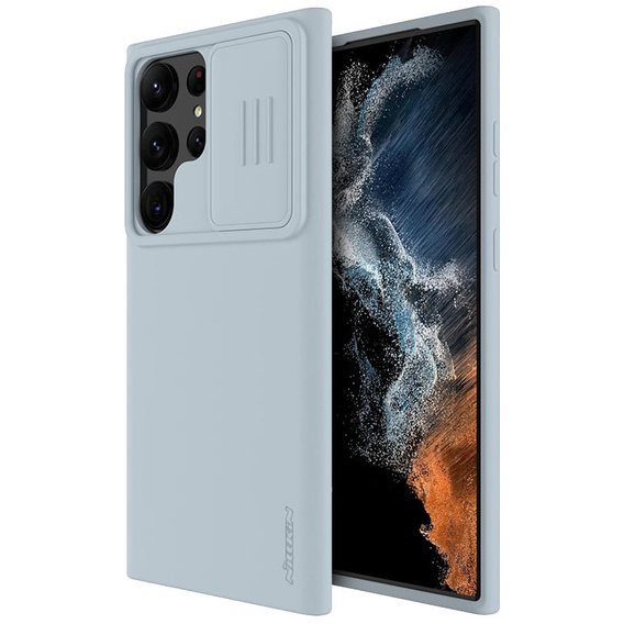 NILLKIN Case for Samsung Galaxy S23 Ultra, Silicone CamShield Case for MagSafe, blue