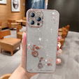 Case for iPhone 13 Pro, Glitter Flower, pink rose gold