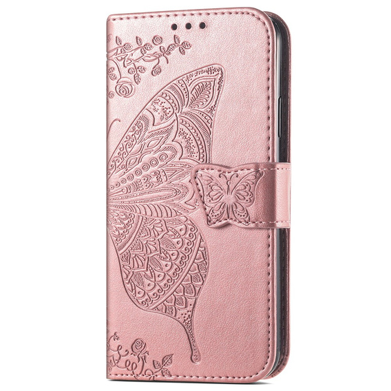 Flip case for Xiaomi 14T Pro, Butterfly, pink rose gold