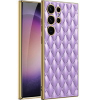 Case for Samsung Galaxy S24 Ultra, Leather Rhombus, purple