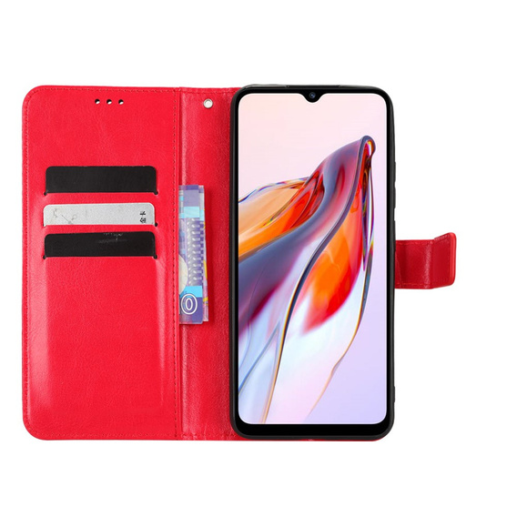Flip case for Xiaomi Redmi 12C, Crazy Horse Wallet, red