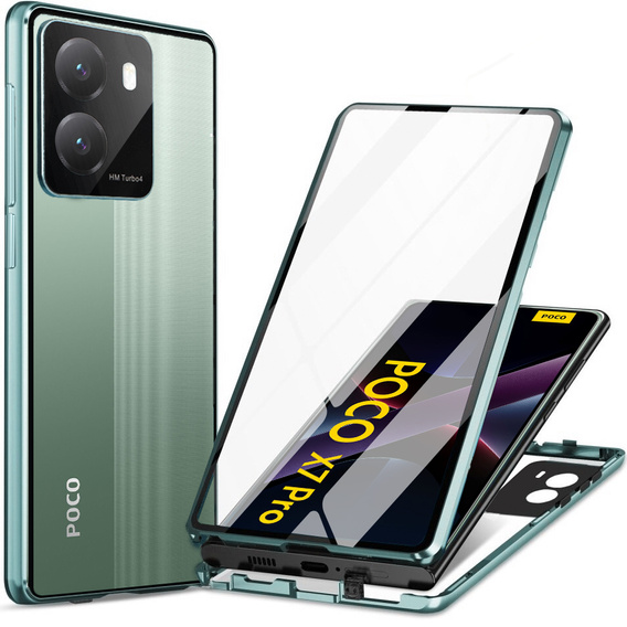 Case for Xiaomi Poco X7 Pro 5G, Magnetic Dual Glass, green
