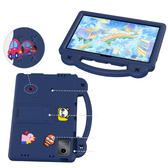 Children's case for Lenovo Tab M11, Cute Patterns, with stand, dark blue