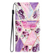 Flip case for Xiaomi Redmi Note 12S, Wallet, marble & flowers, pink