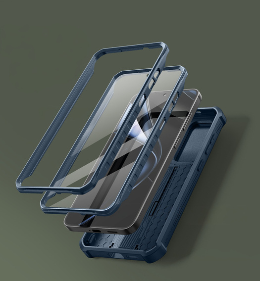 Armored case for Samsung Galaxy S25+ Plus, Dexnor Full Body (Two Frames), dark blue