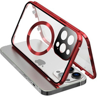 Magnetic Dual Glass MagSafe case for iPhone 15 Pro, red