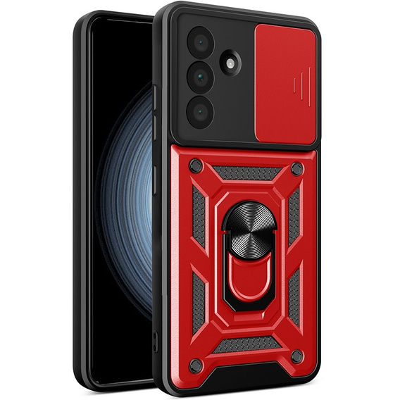 Armored Case for Samsung Galaxy A56, CamShield Slide, red + Tempered Glass 9H