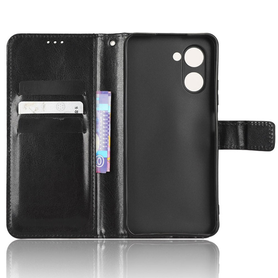 Flip case for Realme C33, Crazy Horse Wallet, black