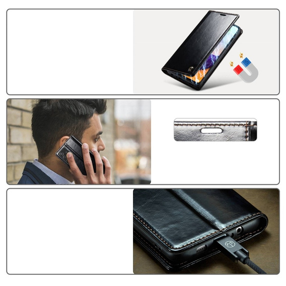 CASEME flip case for Samsung Galaxy A52/A52s, Waxy Textublack, black