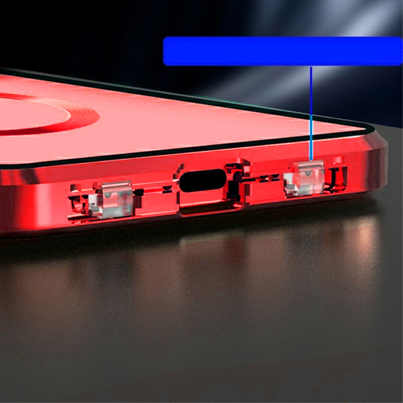 Magnetic Dual Glass MagSafe case for iPhone 15 Pro Max, red