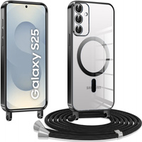 Case for Samsung Galaxy S25, Electro MagSafe, black + Lanyard