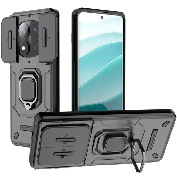 Case for Xiaomi Redmi Note 14 Pro 5G /  Poco X7 5G, KickStand Camera Lens, black