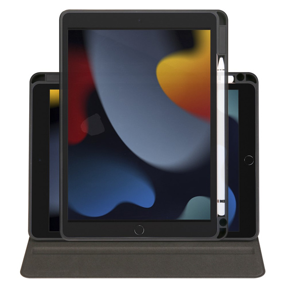 Case for iPad 10.2" 2021/2020/2019 (9/8/7 gen.), with stylus space, 360° rotatable, black