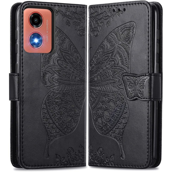 Flip case for Motorola Moto E14, Butterfly, black