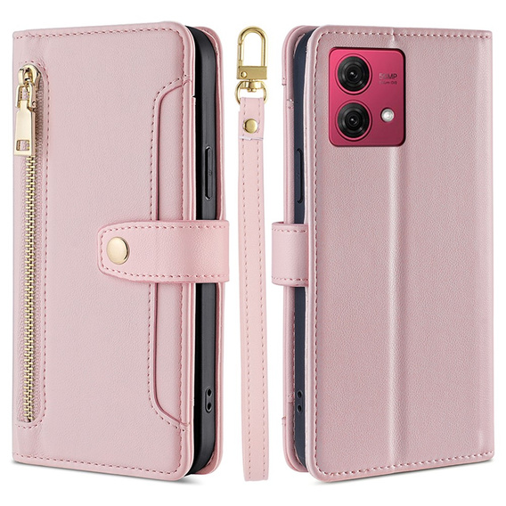 Flip case for Motorola Moto G84 5G, Wallet Zipper Pocket, pink