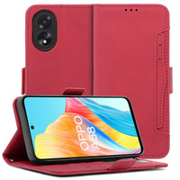 Flip case for Oppo A58 4G, Card Slot, red