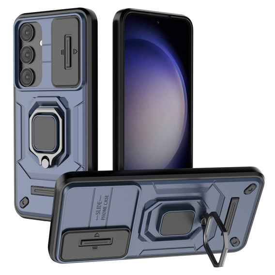 Case for Samsung Galaxy S24, KickStand Camera Lens, blue