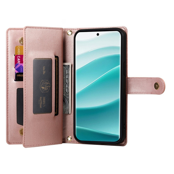 Flip case for Xiaomi Redmi Note 14 Pro 5G / Poco X7 5G, Wallet Zipper Pocket, pink