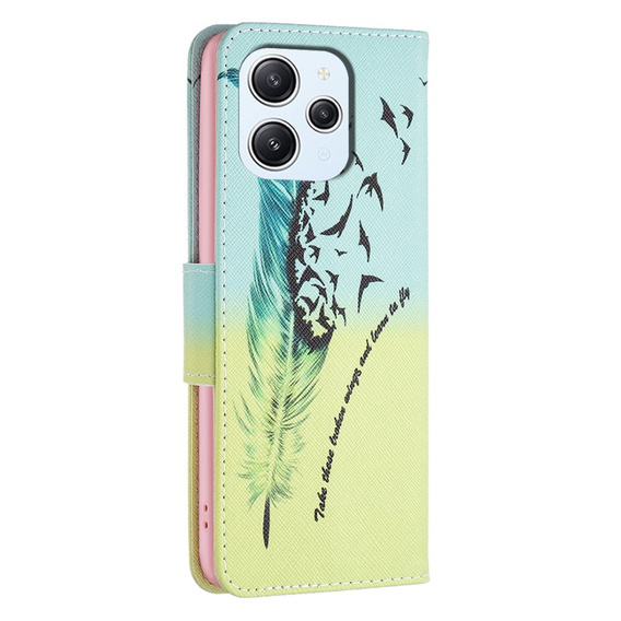 Flip case for Xiaomi Redmi 12 4G, Wallet, feather, blue